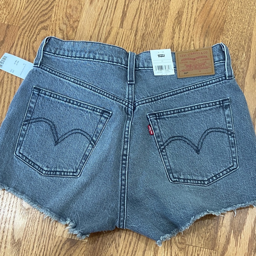 Levi's 501 Black-Gray Washed Denim Shorts NWT